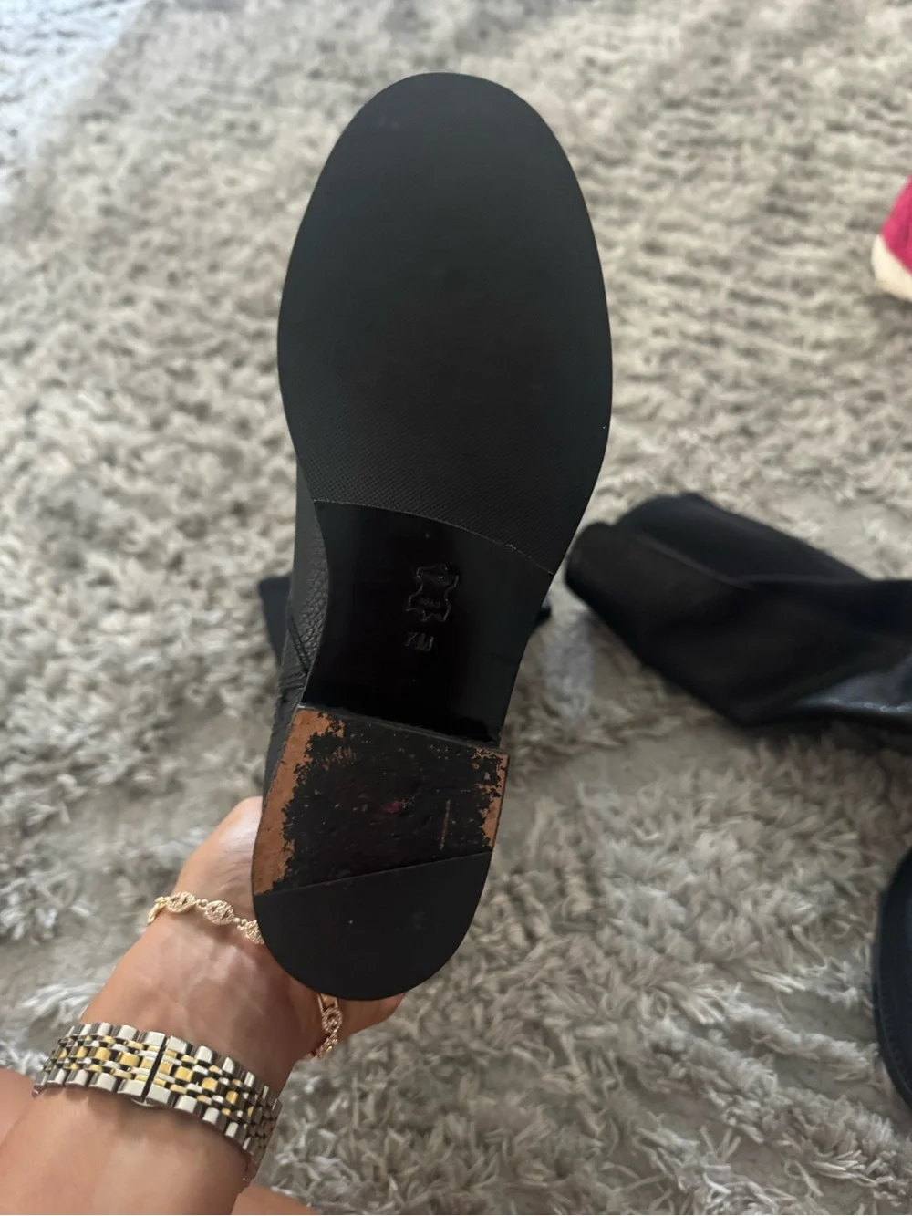 Tory Burch Black Over-the-Knee Pebbled Leather Boots